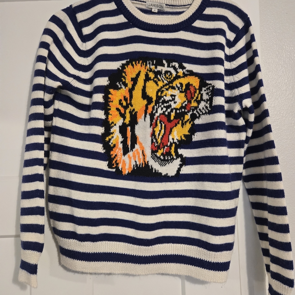 Striped Tiger Sweater - Blue and White